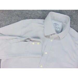 Charles Tyrwhitt Dress Shirt Men 15.5x32 Slim Fit Light Blue No Iron Dobby Weave